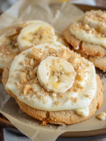 A delicious Banana Cream Pie Cookies, ready to enjoy with a hot chocolate, recipe by Goya Recipes