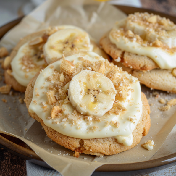 A delicious Banana Cream Pie Cookies, ready to enjoy with a hot chocolate, recipe by Goya Recipes