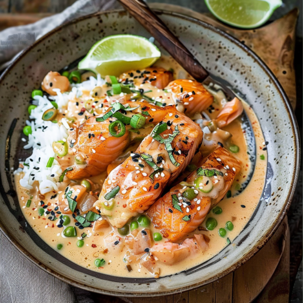 A delicious dish of Coconut Miso Salmon Curry, recipe by Goya Recipes