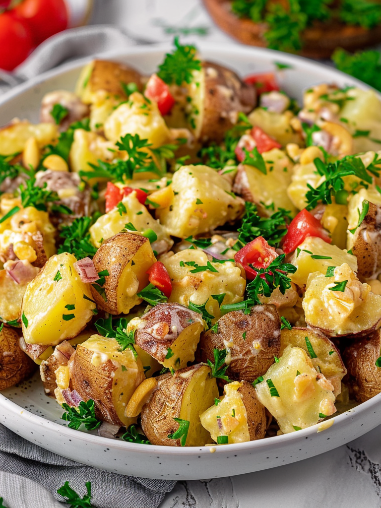 A Hungarian Potato Salad ready to serve with whatever you like, recipe by Goya Recipes