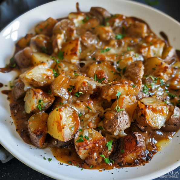 A delicious dish of Mississippi Mud Potatoes, ideal to enjoy at parties, recipe by Goya Recipes