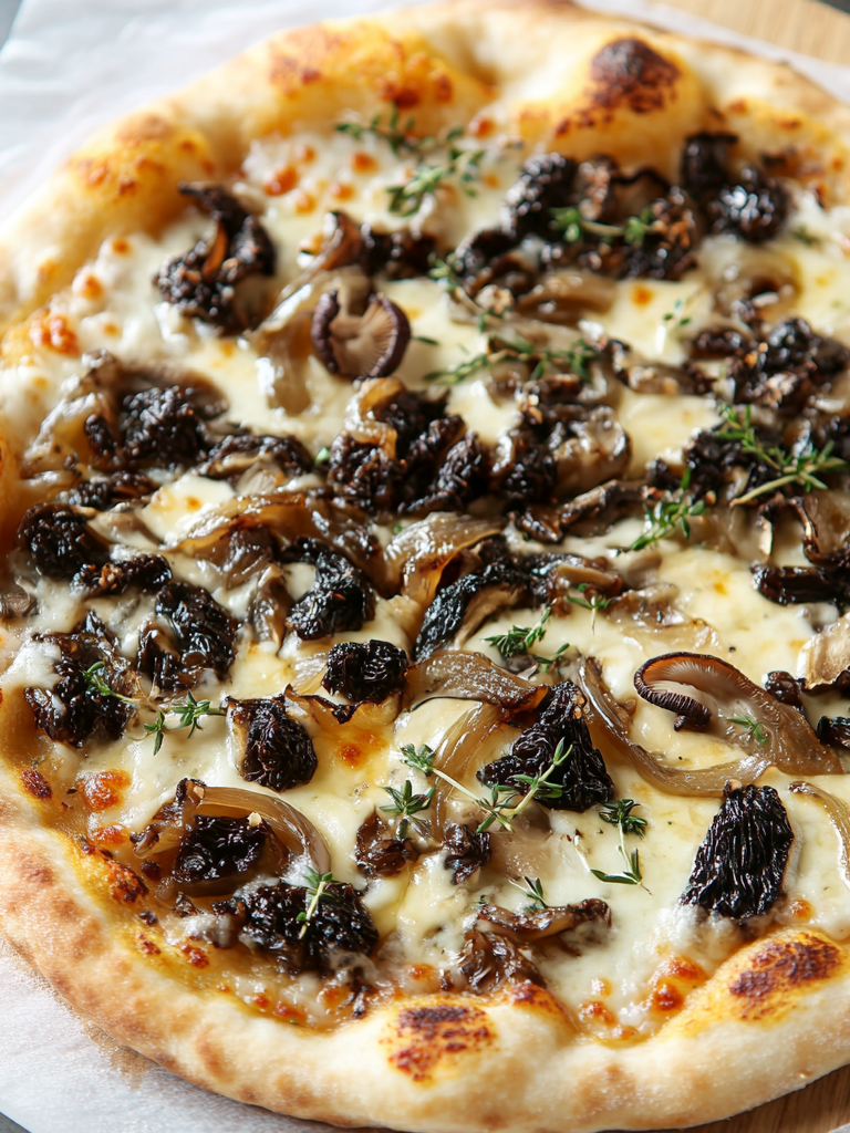 A delicious Morel Pizza, ideal to enjoy with the family, recipe by Goya Recipes