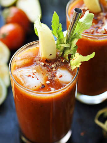 A delicious Vegan Bloody Mary, to enjoy if you want a vegan cocktail, recipe by Goya Recipes