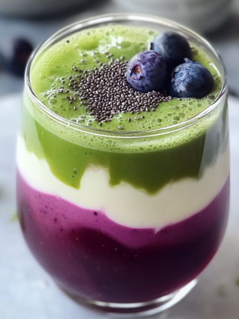 A Blueberry Matcha, if you want a refreshing and healthy drink, recipe by Goya Recipes.