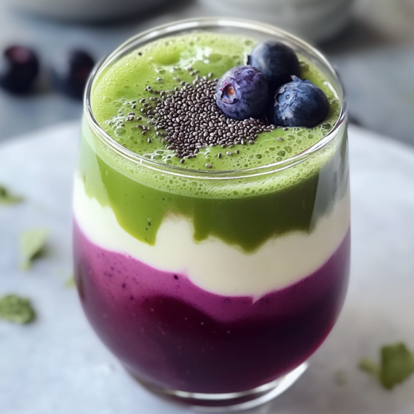 A Blueberry Matcha, if you want a refreshing and healthy drink, recipe by Goya Recipes.