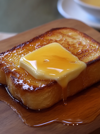 A dish with Honey Butter Toast, if you want a delicious and easy to make dessert, recipe from Goya Recipes.