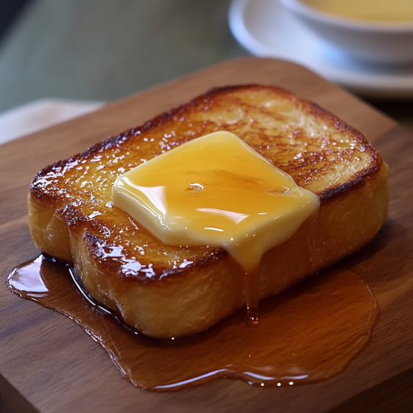 A dish with Honey Butter Toast, if you want a delicious and easy to make dessert, recipe from Goya Recipes.