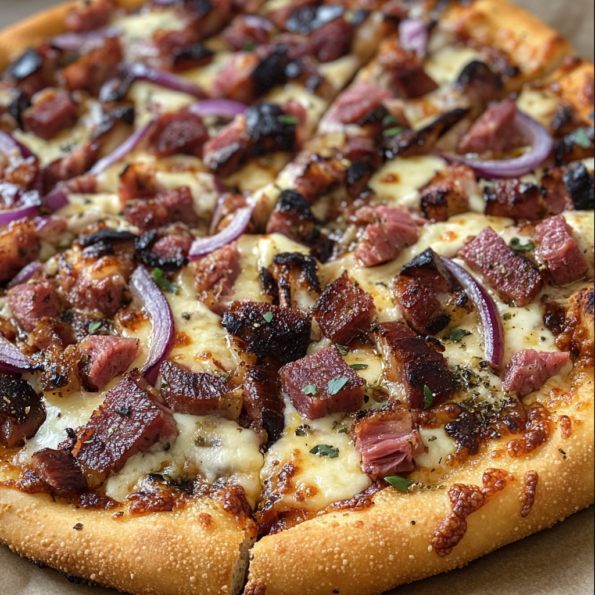 A kosher style pastrami pizza, ideal if you want something easy and different for your day, recipe by Goya Recipe.