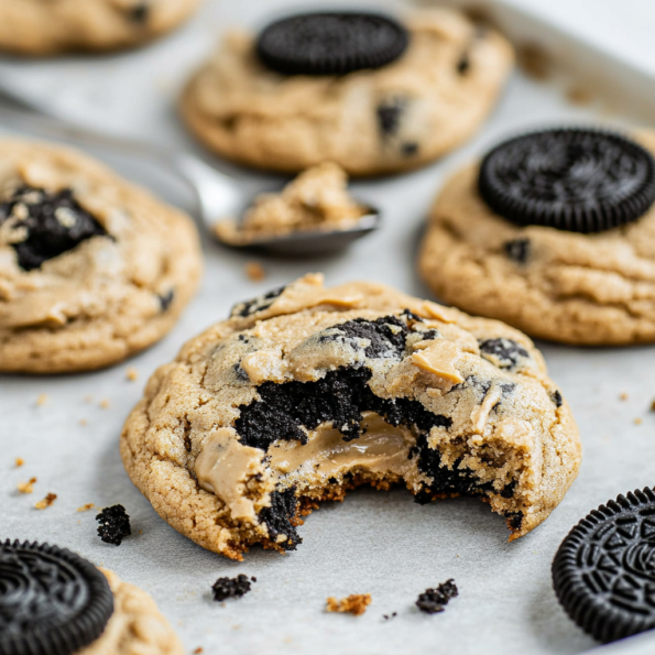 A plate with Peanut Butter Oreo Cookies, if you are looking for a sweet and salty touch, recipe from Goya Recipes.