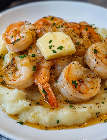 A dish with Shrimp with Mashed Potatoes, ideal to enjoy if you want something quick and easy to make, recipe from Goya Recipes.