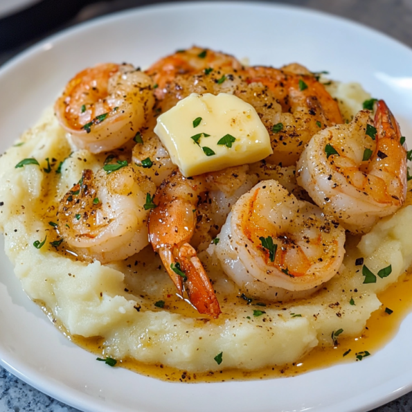 A dish with Shrimp with Mashed Potatoes, ideal to enjoy if you want something quick and easy to make, recipe from Goya Recipes.